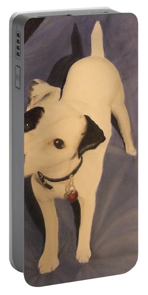 Dog Portable Battery Charger featuring the painting Spud by Lynne McQueen