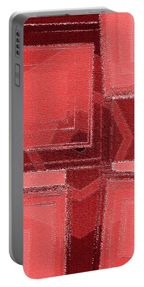 Digital Painting Portable Battery Charger featuring the digital art Squares in Reds by John Vincent Palozzi