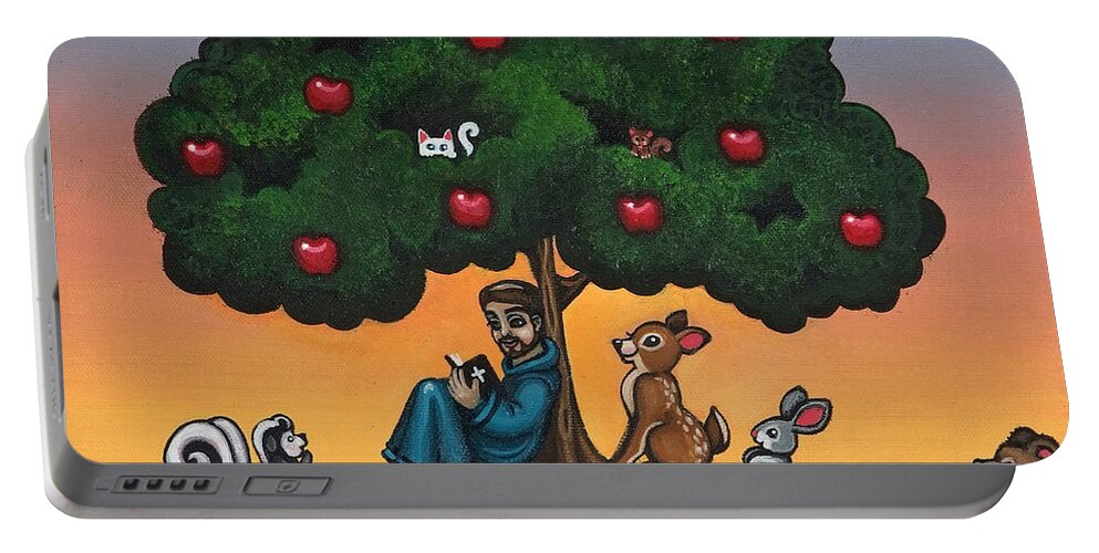 St. Francis Portable Battery Charger featuring the painting St. Francis Mother Natures Son by Victoria De Almeida