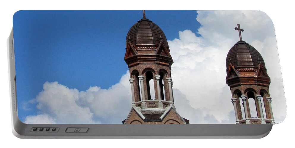 Cathedral Portable Battery Charger featuring the photograph St Francis Xavier Cathedral Spires by David T Wilkinson