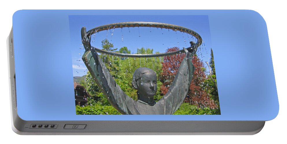 Fountain Portable Battery Charger featuring the photograph St Gilgen Mozart Fountain by Ann Horn