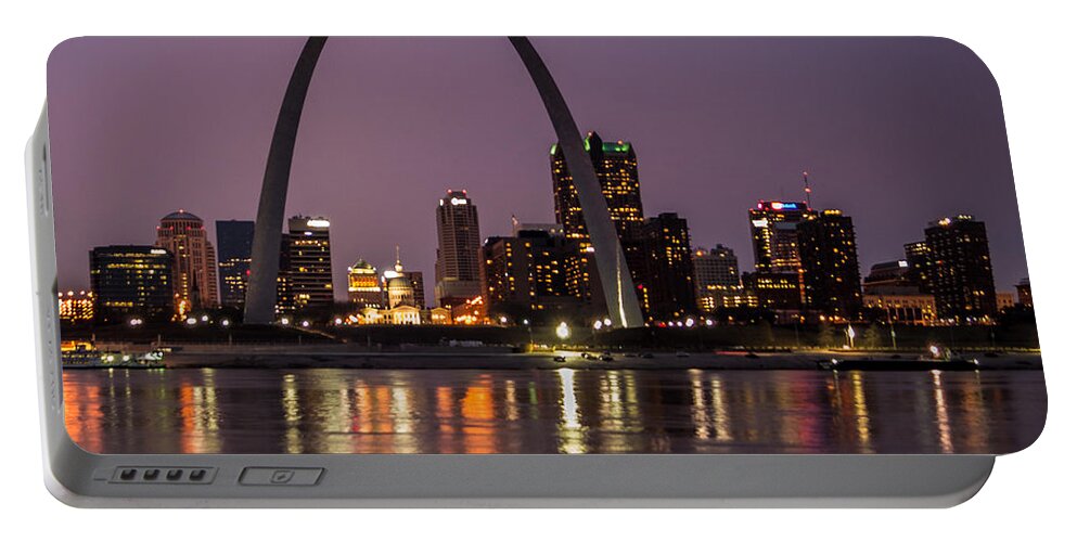 Jefferson Memorial National Monument Portable Battery Charger featuring the photograph St. Louis Skyline by Joe Kopp