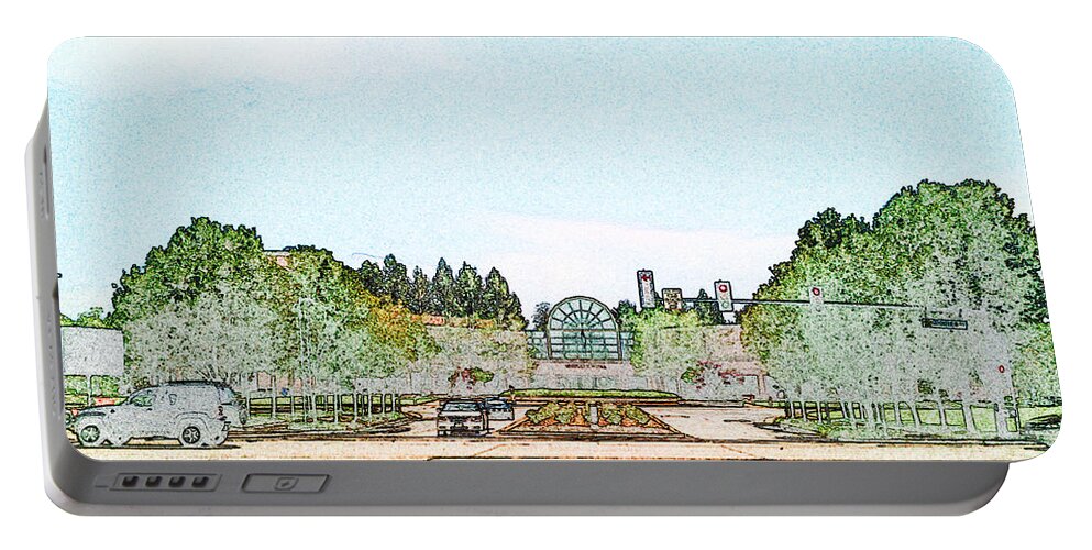 St. Peters Portable Battery Charger featuring the photograph St. Peters City Hall in Colored Pencil by Kelly Awad