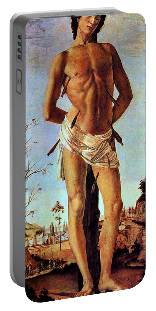 Sandro Botticelli Portable Battery Charger featuring the painting St. Sebastian by Sandro Botticelli
