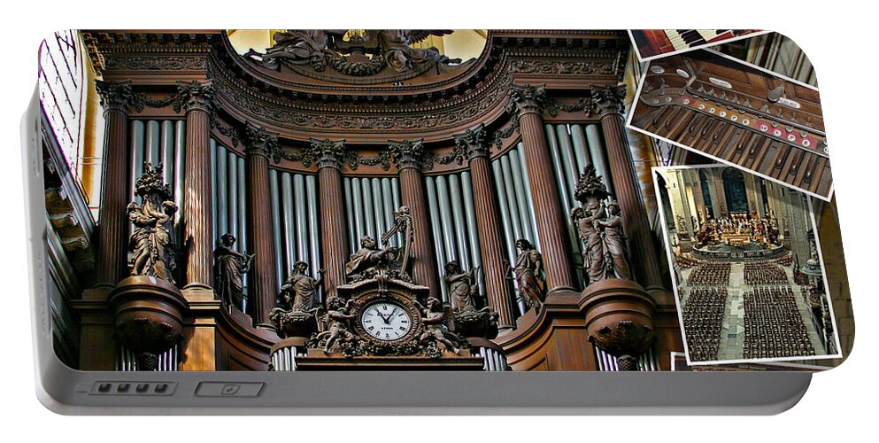 Sulpice Portable Battery Charger featuring the photograph St Sulpice organ by Jenny Setchell