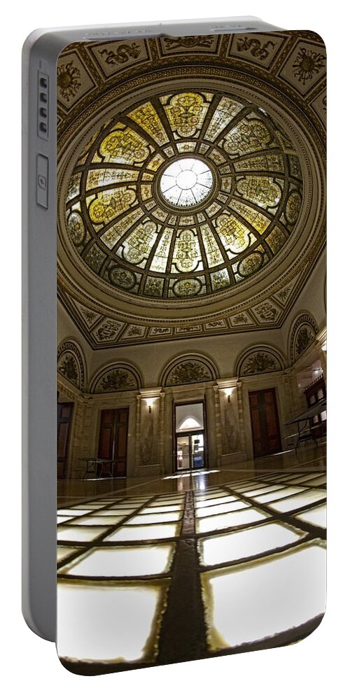 Chicago Portable Battery Charger featuring the photograph Stain Glass Rotunda by Sven Brogren
