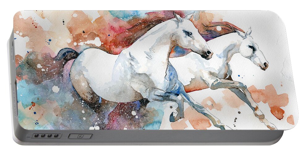 Horse Portable Battery Charger featuring the painting Stallions by Sean Parnell