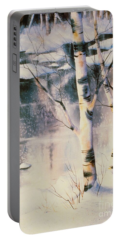 Stand Of Birch Portable Battery Charger featuring the painting Stand of Birch by Teresa Ascone