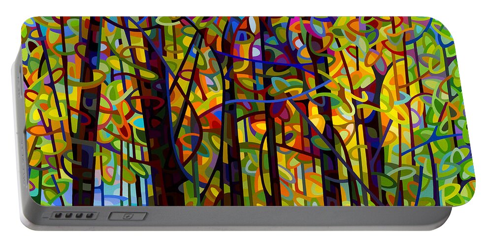 Landscape Portable Battery Charger featuring the painting Standing Room Only by Mandy Budan