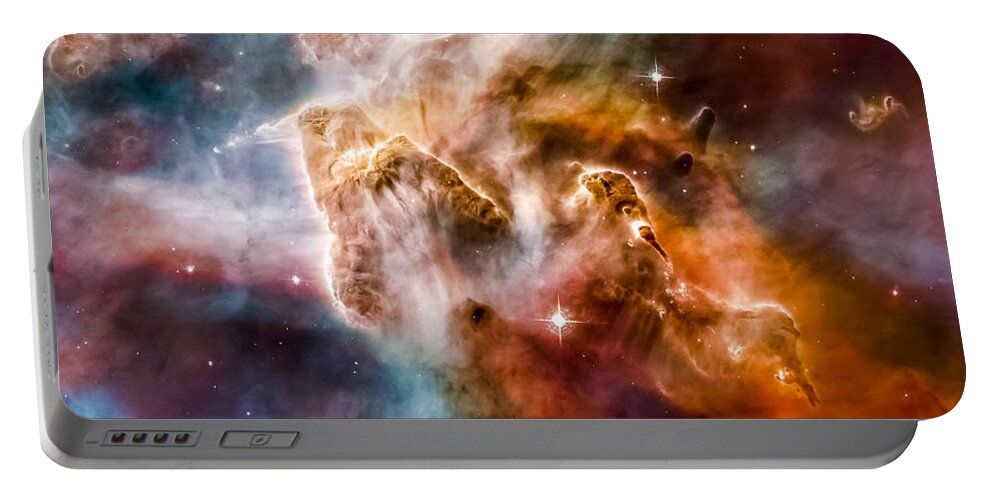 Nasa Portable Battery Charger featuring the photograph Star-Forming Region In The Carina Nebula - Detail 1 by Marco Oliveira
