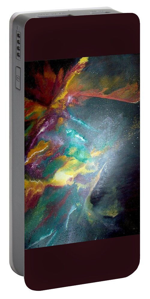 Star Nebula Portable Battery Charger featuring the painting Star Nebula by Carrie Maurer