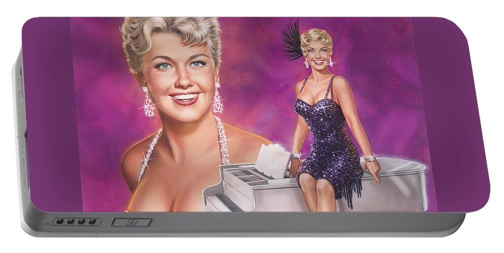 Doris Day Portable Battery Charger featuring the painting Star Of Stars - Doris Day by Dick Bobnick