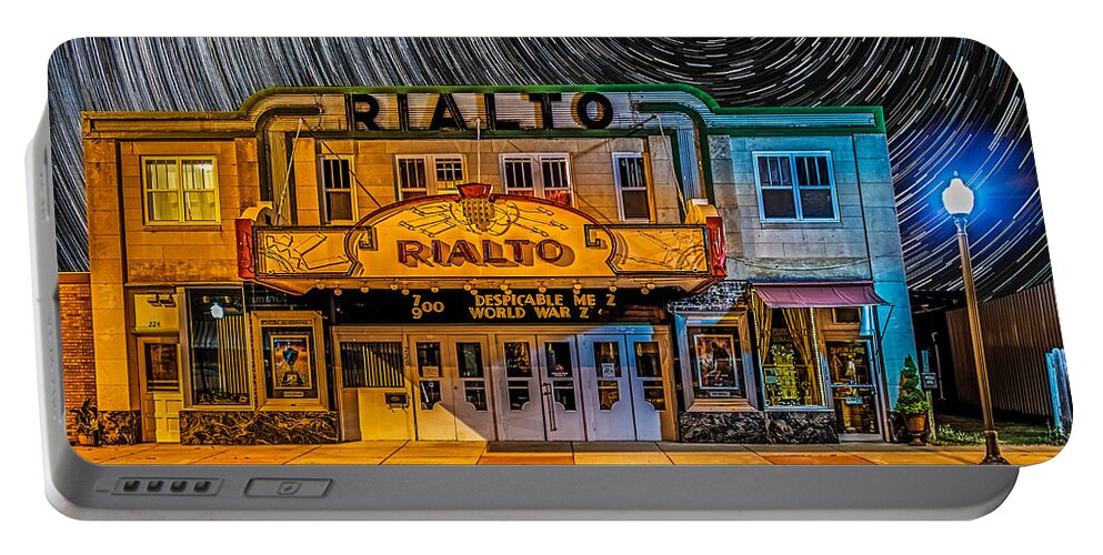 Rialto Portable Battery Charger featuring the photograph Star trails over the Rialto by Paul Freidlund