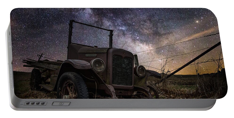 Stars Portable Battery Charger featuring the digital art Stardust and Rust by Aaron J Groen