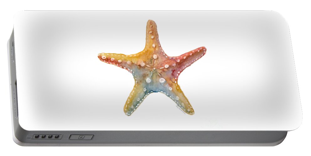 Shell Portable Battery Charger featuring the painting Starfish by Amy Kirkpatrick