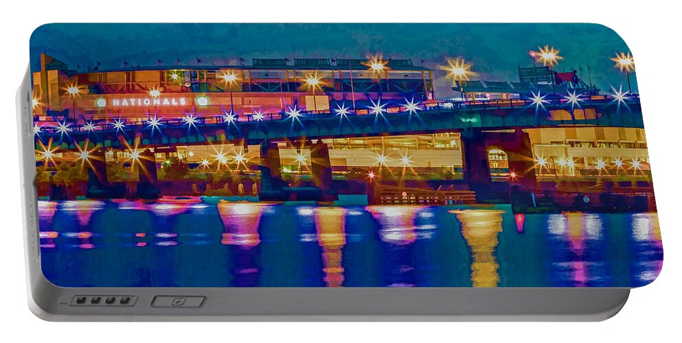 Baseball Portable Battery Charger featuring the photograph Starry Night at Nationals Park by Jerry Gammon