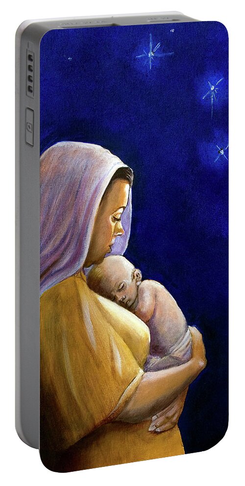 Madonna Portable Battery Charger featuring the painting Starry Night by Dorothy Riley