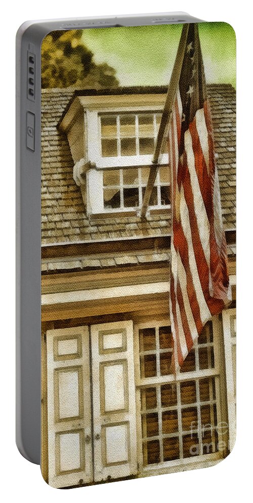 Stars And Tripes Portable Battery Charger featuring the painting Stars and Stripes by Mo T