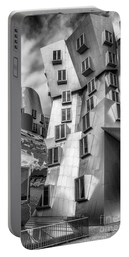 Architect Portable Battery Charger featuring the photograph Stata Building 1 bw by Jerry Fornarotto