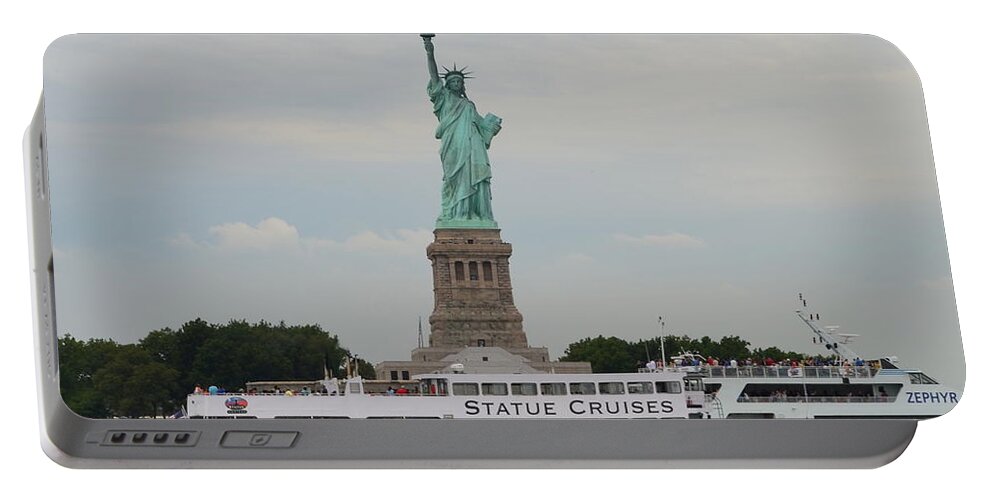 Liberty Portable Battery Charger featuring the photograph Statue Cruises by Richard Bryce and Family