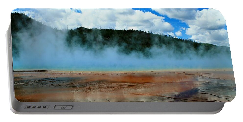 Yellowstone National Park Portable Battery Charger featuring the photograph Steam Bath by Catie Canetti