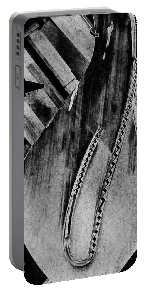 Steinway Portable Battery Charger featuring the digital art Steinway Black and White Inners by Georgianne Giese
