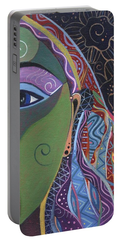 Woman Portable Battery Charger featuring the painting Still A Mystery 5 by Helena Tiainen