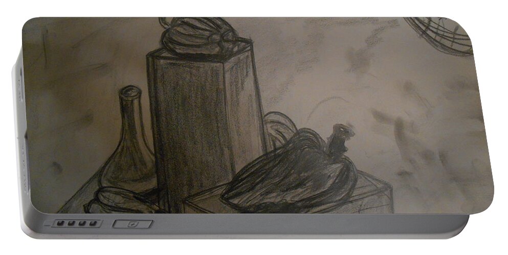 Drawing Portable Battery Charger featuring the drawing Still Life Drawing with Bell Peppers by Shea Holliman