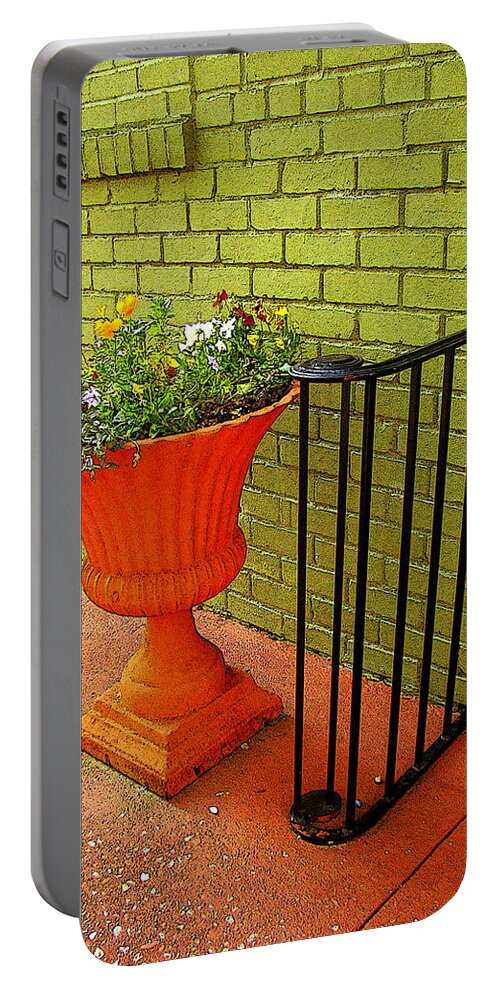Fine Art Portable Battery Charger featuring the photograph Still Life in Colorful Alley by Rodney Lee Williams