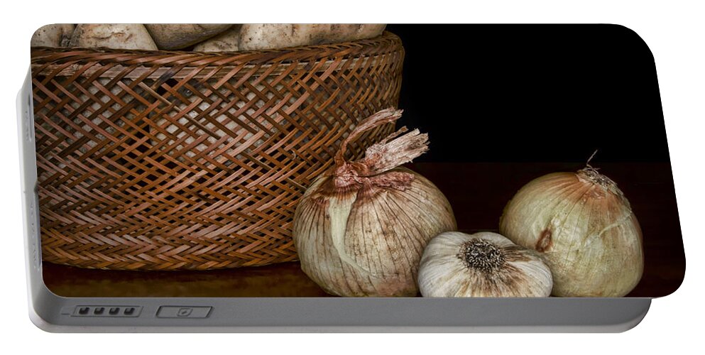 Agriculture Portable Battery Charger featuring the photograph Still Life with Potatoes and Aromatics #2 by Nikolyn McDonald