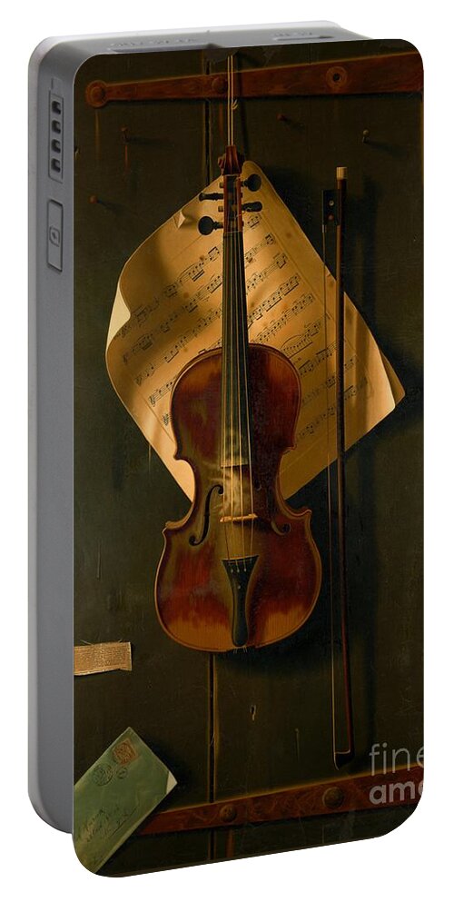 Still Life Portable Battery Charger featuring the photograph Still Life with Violin by Padre Art