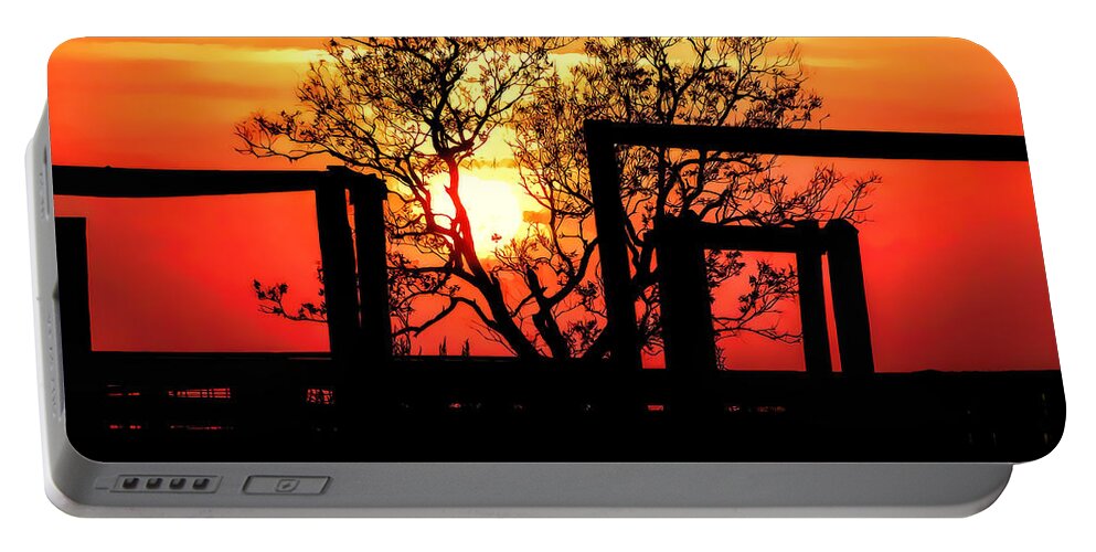 Texas Photograph Portable Battery Charger featuring the photograph Stockyard Sunset by Lucy VanSwearingen