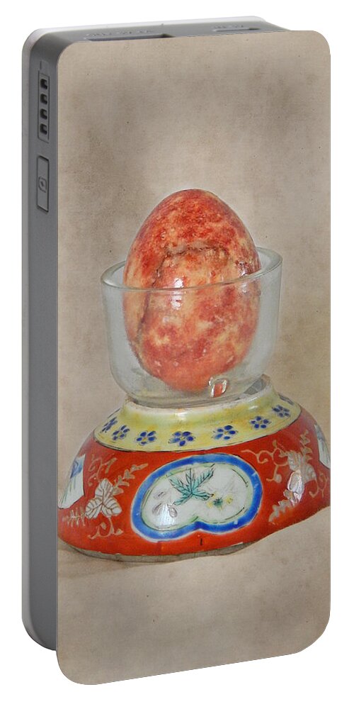 Photography Portable Battery Charger featuring the photograph Stone Egg And China by Phil Perkins