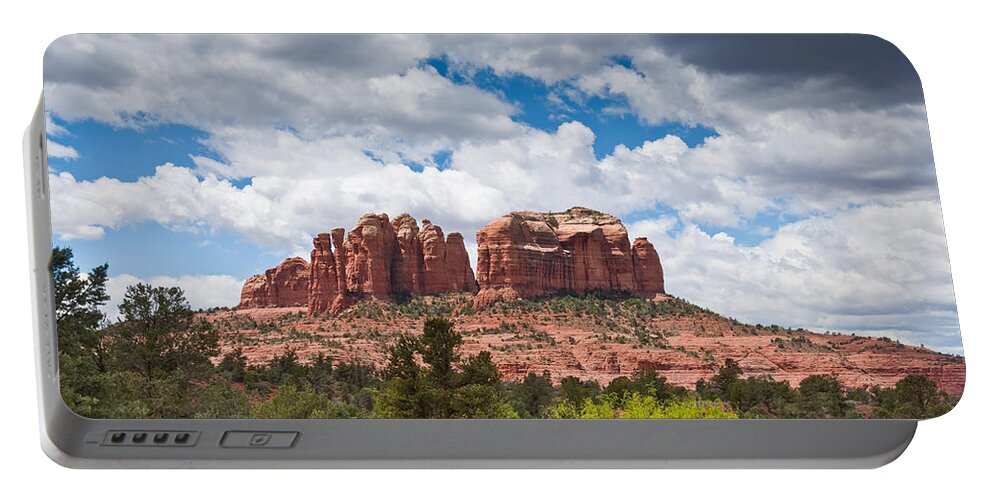 Arizona Portable Battery Charger featuring the photograph Storm Clouds Over Cathedral Rocks by Jeff Goulden