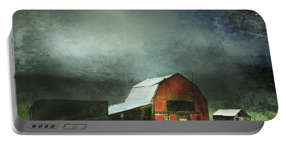 Red Barn Portable Battery Charger featuring the photograph Storm by Theresa Tahara