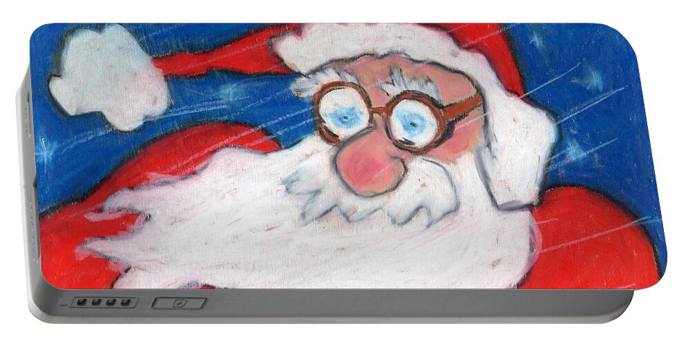 Christmas Portable Battery Charger featuring the painting Stormy Christmas Santa by Todd Peterson