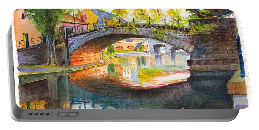 River Portable Battery Charger featuring the painting Strasbourg Autumn Evening by Dai Wynn