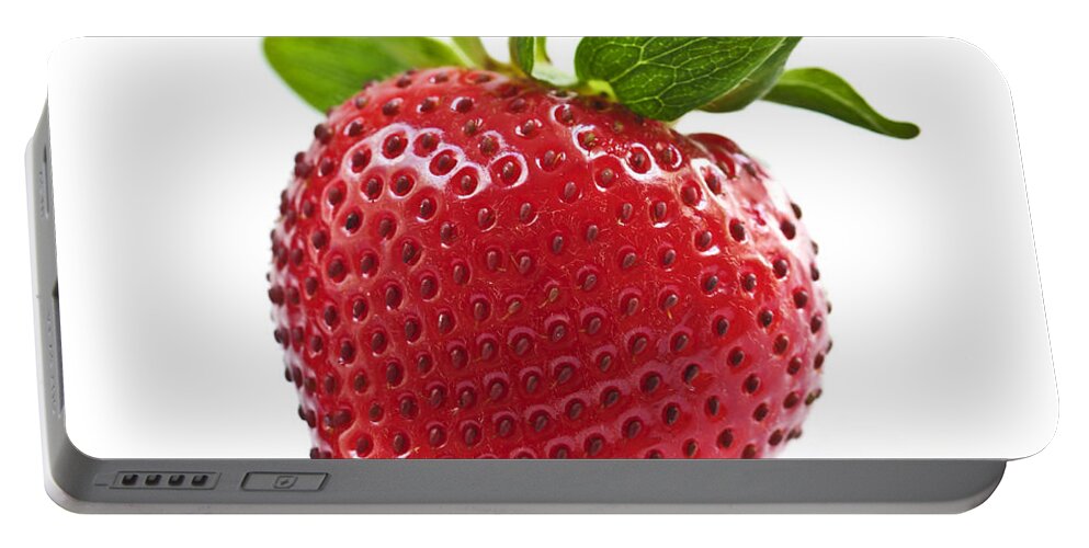 Strawberry Portable Battery Charger featuring the photograph Strawberry on white background by Elena Elisseeva