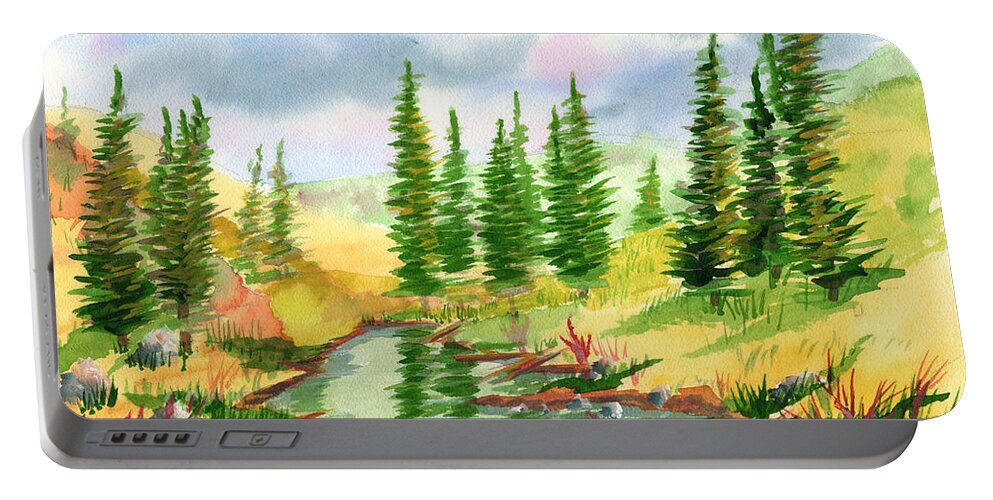 Strawberry Reservoir Portable Battery Charger featuring the painting Strawberry Reservoir 2 by Walt Brodis