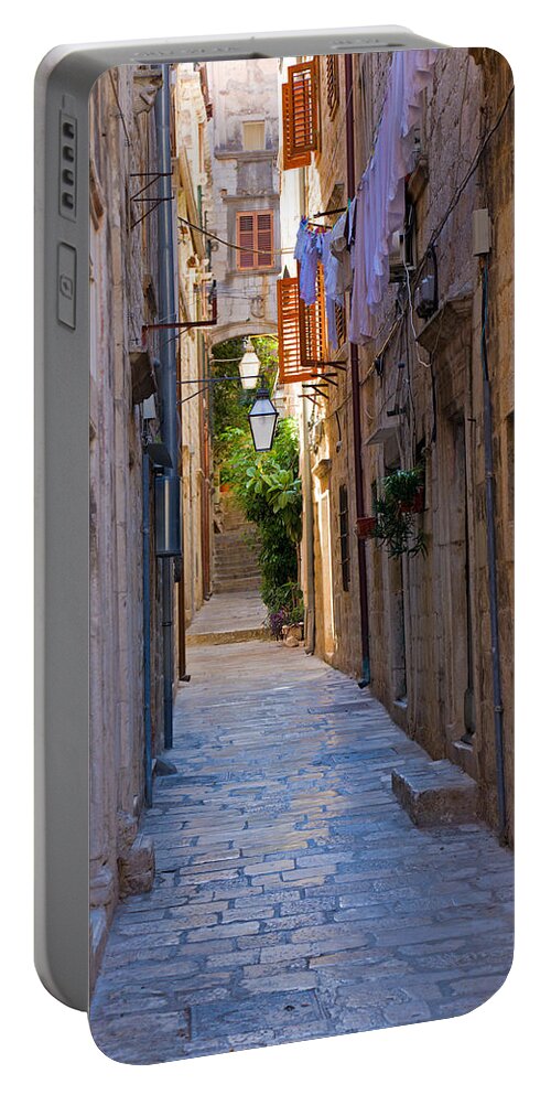 Narrow Portable Battery Charger featuring the photograph Street in Dubrovnik by Alexey Stiop