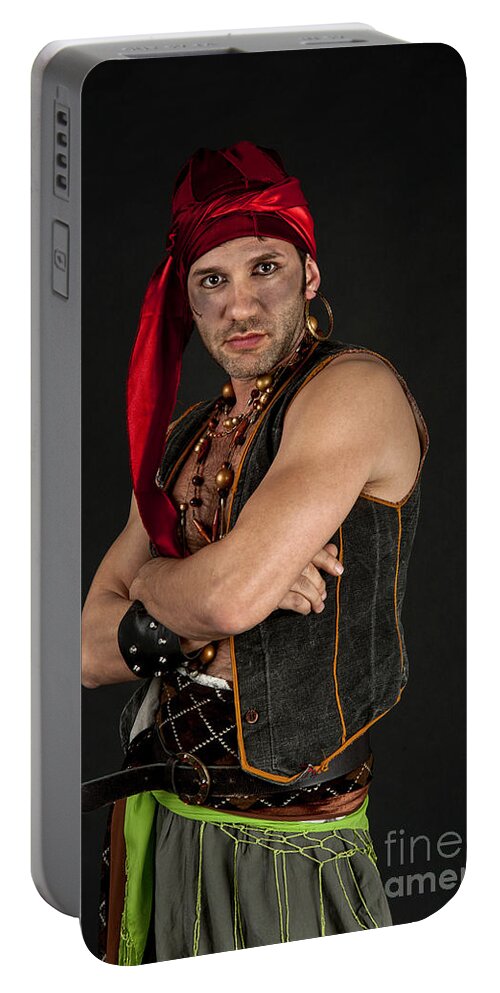 Strength Portable Battery Charger featuring the photograph Strong Male Pirate 1 by  Ilan Amihai