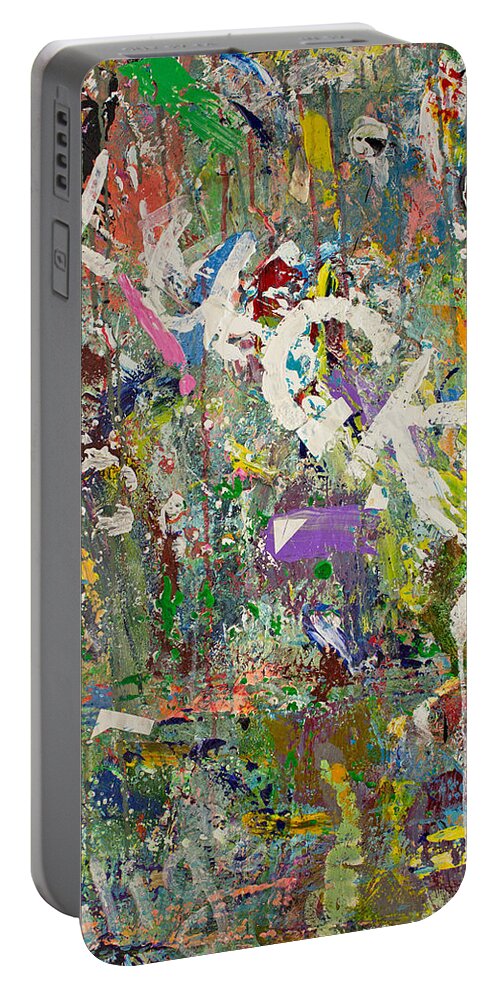 Derek Kaplan Art Portable Battery Charger featuring the painting Studio Wall SERIES Untitled by Derek Kaplan