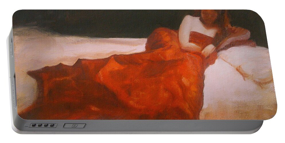 Sensuous Portable Battery Charger featuring the painting Study for Repose by David Ladmore