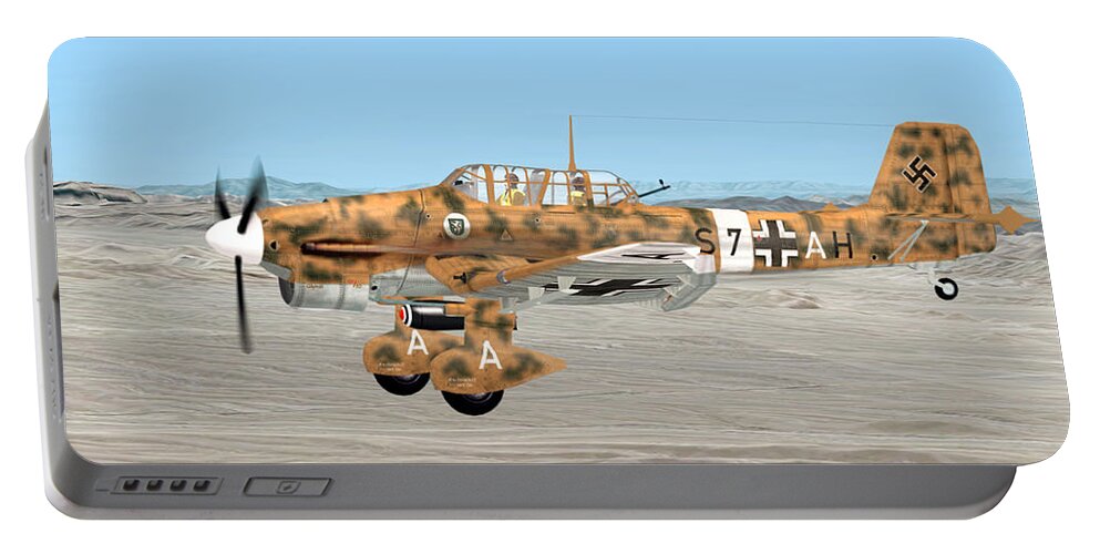Dive Bomber Portable Battery Charger featuring the digital art Stuka Dive Bomber by Walter Colvin