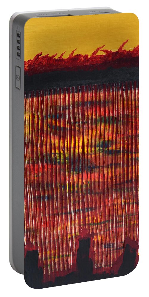 Subterraeam Portable Battery Charger featuring the painting Subterranean Skyline by James Pinkerton