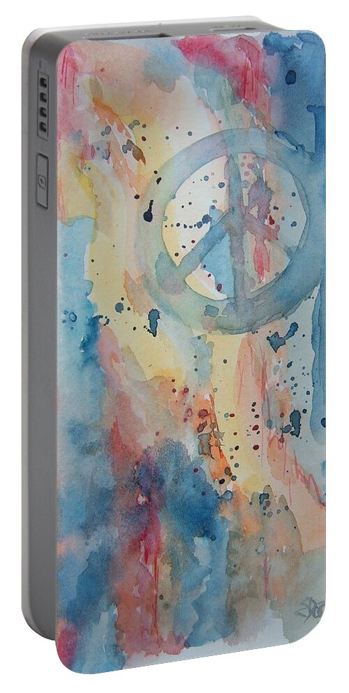 Peace Sign Portable Battery Charger featuring the painting Subtle Peace by Elaine Duras