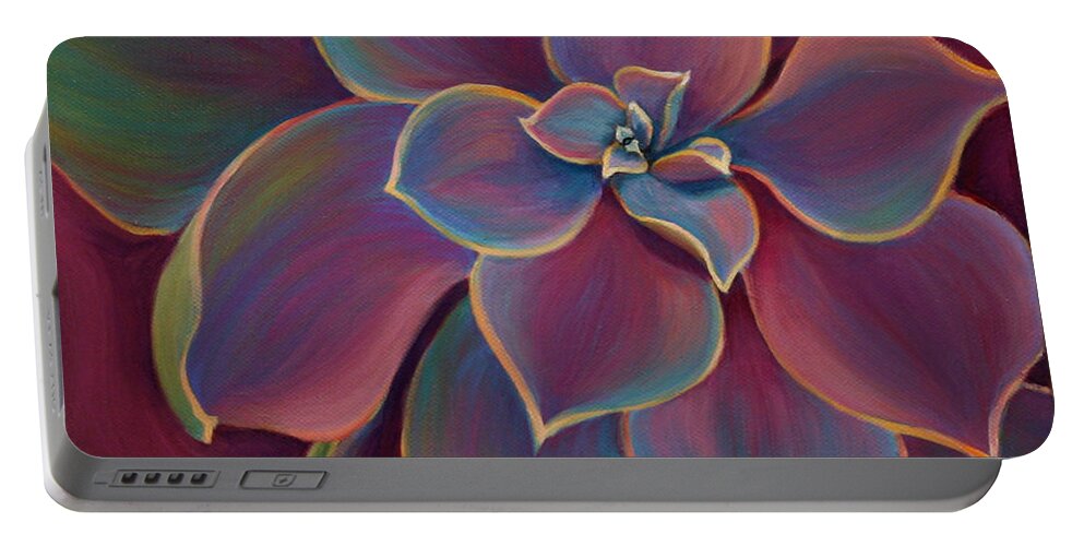 Succulent Portable Battery Charger featuring the painting Succulent Delicacy by Sandi Whetzel