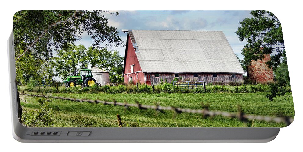 Barn Portable Battery Charger featuring the photograph Summer Barn by Cricket Hackmann