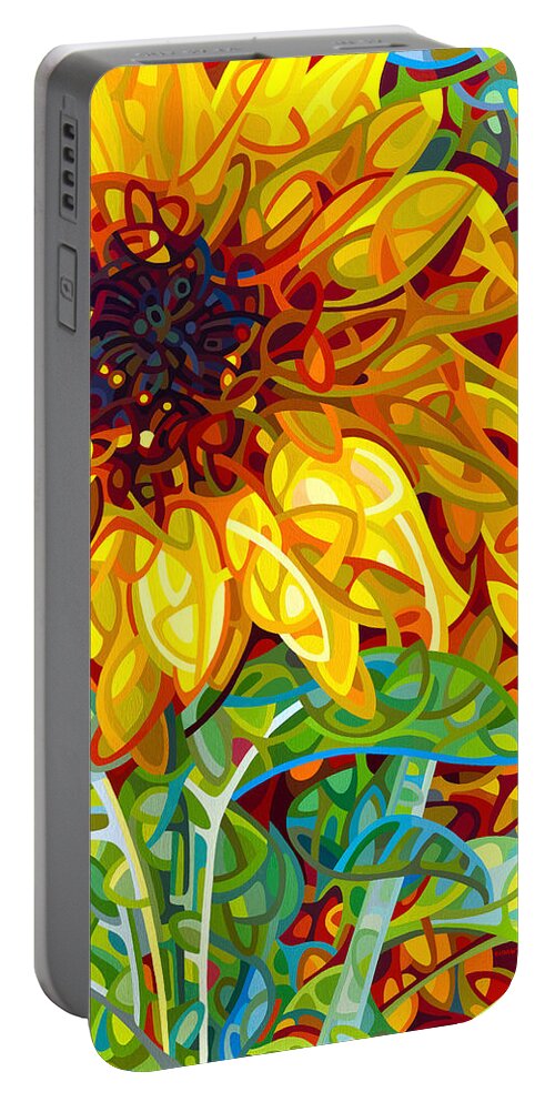 Summer Portable Battery Charger featuring the painting Summer in the Garden by Mandy Budan