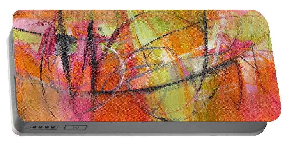 Abstract Portable Battery Charger featuring the painting Summer Sangria by Tracy Male